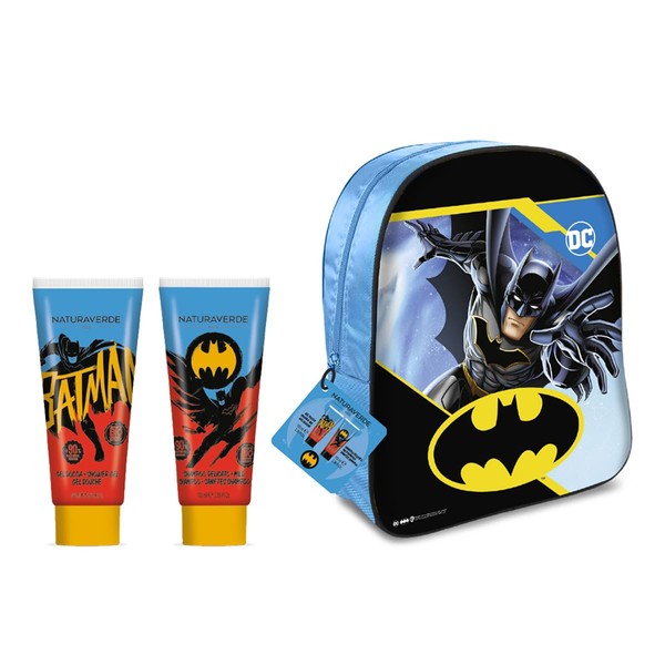 Naturaverde | Kids - Batman Git Set 2023 "3D Backpack", Cofanetto Regalo con Shampoo Delicato 100ml, Gel Doccia 100ml e Zainetto, Made in Italy