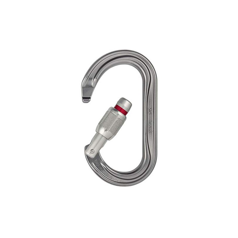 PETZL Ok Screw Lock Grey - Lightweight Oval Aluminium Safety