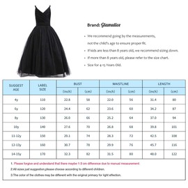Glamulice Kids Funeral Flower Girls Black Dress Lace Bridesmaid Long A Line Wedding Pageant Dresses Tulle Spaghetti Strap Party Gown Christmas Holiday Evening Prom Princess Birthday Gown 11 12