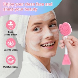 MUiiGOOD 2pcs Silicone Face Scrubber Round Pads Face Mask Brush Exfoliating Lip Cleansing Facial Cleansing/Wash Brush Exfoliator Blackhead Skin Care Tool Makeup Removes Dead & Dry Skin for Women Men