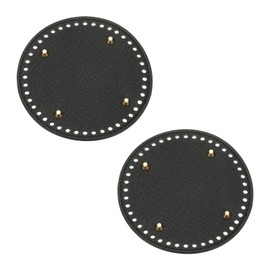 sourcing map 2Pcs Crochet Bag Bottom, 5.9" Dia Round Purse Bottom Leather Bag Bottom Shaper Pad with Holes Knitting Crochet Bag Cushion Base for DIY Handbag Purse Making Supplies, Black