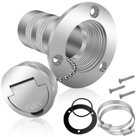 Boltigen 2"(50mm) Boat Gas/Fuel Deck Fill/Filler with Keyless Cap，2inch Stainless Steel Deck Filler Marine Hardware for Boat, Yacht, Caravan, Mirror- Polished Head