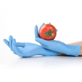 Nirvana Nest Blue Nitrile Gloves - Disposable Gloves, Home cleaning, Food Prep, Mechanic, Beauty Saloon, Hair Styling, Tattoo, Gardening, DIY, Blue Nitrile Gloves, Textured finger tips (Large)