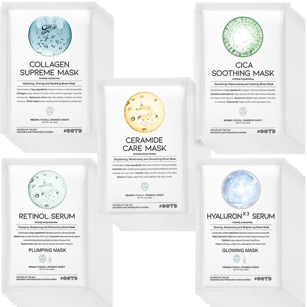 #OOTD 50Combo Korean Face Sheet Mask Gift Pack, Hydrating, Calming,