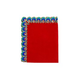 Aditri Creation Red Decorative Cloth Pooja Asaan Large Velvet Mat (Size :- 18 Inches x 14 Inches) Puja Festival Decoration for Statue Chowki Aasan Mat Posters Frame