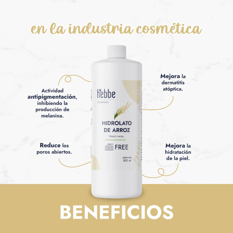 Hidrolato Arroz Hebbe Tónico Facial Orgánico 500ml Todo Tipo Piel