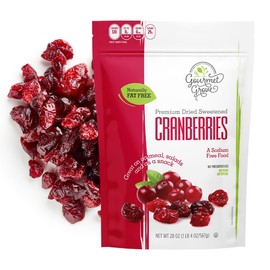 Dried Cranberries 20 oz Resealable Pouch | Premium Sweetened Dried Fruit | Individual Snack Packs | Healthy Antioxidant, Gluten-Free, Kosher, Vegan Friendly | Use as Salad Topper, Baking, Cooking | Gourmet Grove