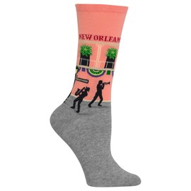 Hot Sox Womens Fun Usa Travel & Cities Crew - 1 Pair Pack Cool Artistic Gifts Casual Sock, New Orleans (Peach), 4-10 US