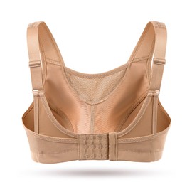 WingsLove Women's High Impact Sports Bra High Support Wireless Adjustable Plus Size for Large Breasts Nude
