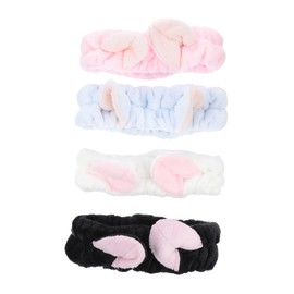 IWOWHERO 4pcs Makeup Headband with Animal Ears Soft and Skin Friendly Hair Bands for Washing Face Spa and Makeup Application for Yoga and Hydrotherapy