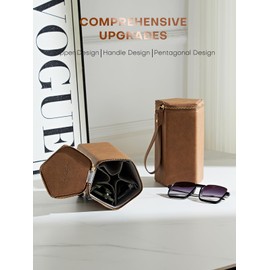 cloudever Sunglasses Travel Case Organizer with Zipper, 2024 New Trends 5 Slots for Men and Women, Eyeglasses Travel Case Storage Holder Organizer(Brown)