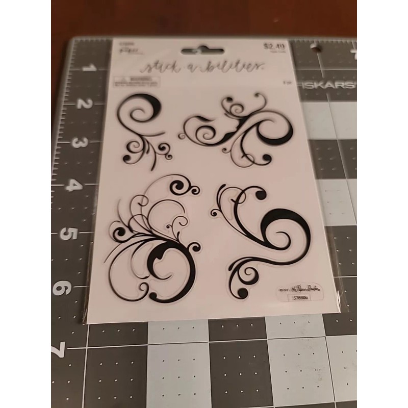 The paper studio stick a bilities BLK SWIRLS glitter stickers