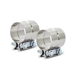 2PCS Lap Joint Band Clamps,Exhaust Muffler Clamp, Exhaust Pipe Clamps preformed Stainless Steel (2.5")