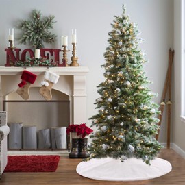 Faux Fur Tree Skirt White Christmas Tree Skirt for Merry Christmas Decorations Party Holiday Ornaments 36 Inch