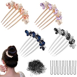 Luxury Accessories Designed Hair Clips,Pearl Rhinestones Hair Accessories Flower Rhinestones Hair Combs Stunning Hair Comb Clip for Women – Beautifully Designed Wedding Hair with Sparkling Jewels – Versatile Hair Comb