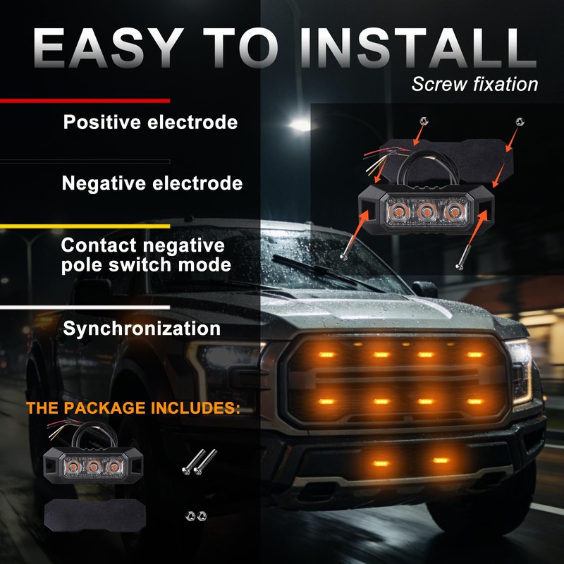 GZLDZN Amber LED Strobe Lights for Trucks Vehicle Emergency Flashing