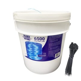 ATERET PL6501 Poly Pull Line Bundle - 210 lbs Tensile Strength, Polypropylene Twine Line - 6,500 Ft in Bucket & Reusable Lid w/ 100 Black Zip Cable Tie