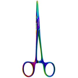 ArTLaB-Dog Pet Ear/Nose Hair Puller Grooming and Tick Removing Hemostat Locking Forceps Pliers, 5.5" (14cm), Straight Curved Forceps (Straight Rainbow 5.5")