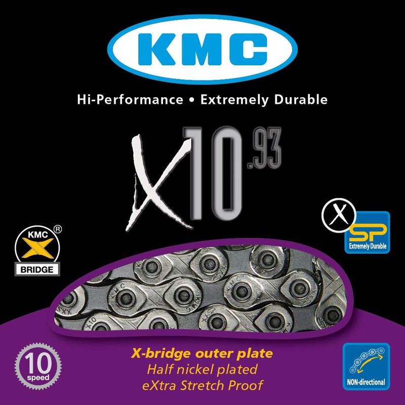 KMC KMC030 10 Speed Chain - Silver, 1/2 x 11/128