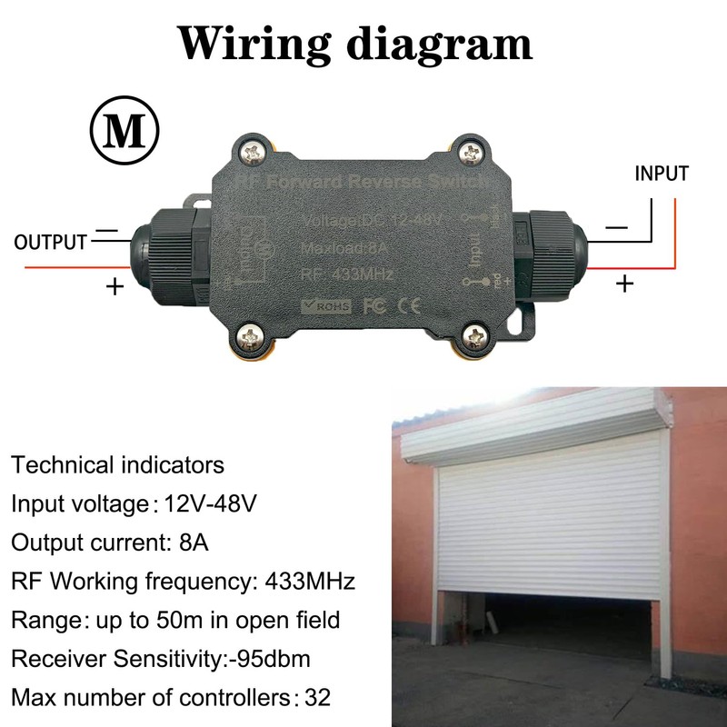 NEWNEWLIU DC12V Forward and Reverse Remote Control Switch，Waterproof Wireless DC