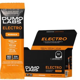 Dumo Electro Electrolitos Orales Polvo Azucar Suplemento Hidratación Sodio Potasio Magnesio Energía Rendimiento Recuperación Naranja Porciones Pack