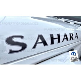 Decal Mods Sahara Hood Graphic Decals Emblems fits Jeep Wrangler JK (2007-2018) Black w/Gray Outline (Set of 2) | FK2D1