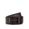 HUGO Men's Gelio-B Sz40 Leather Belt with Matte Black Logo