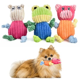 Y-blue 3pcs Dog Squeaky Toys, Plush Stuffed Puppy Chew Toy for Extended Play, Interactive Toys Great Gifts for Small Medium Large Chewer Dogs, Pet Toy Bulk to Keep Them Busy(Forg&Hippo&Pig)