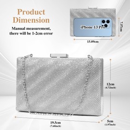 BAIGIO Glitter Evening Bags Women's Elegant Clutch Bag Handbag Small Bridal Bag Glitter Shoulder Bag for Party Wedding, A-silver