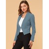 Allegra K Women's Collarless Work Office Business Casual Cropped Blazer