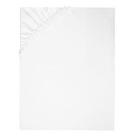 ZOLLNER Fitted Sheet, 160 x 200 cm, 100% Cotton, 180 g/m², 20 cm Bridge, White