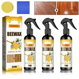 OUKPANE 3Pcs Natural Beeswax Spray, Micro Molecularized Beeswax Spray,Beeswax Spray Furniture Polish And Cleaner, Furniture Polish Spray, Beeswax Wood Cleaner Spray.(360ML)