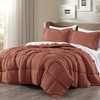 Chezmoi Collection 3-Piece Terracotta Comforter Set Oversized Queen - 110GSM