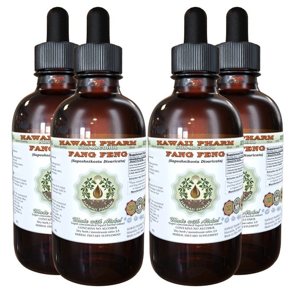 HawaiiPharm Fang Feng Alcohol-Free Liquid Extract, Fang Feng, Siler (Saposhnikovia Divaricata) Root Glycerite Natural Herbal Supplement 4x4 oz