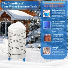 Angooni Insulated Well Pressure Tank Cover Aluminum Foil (5℉) - 16"D x 32"H Industrial 600D Outdoor Well Water Tank Insulation Blanket, Anti-UV Winter-Freeze Water Well Pump Cover, Gray