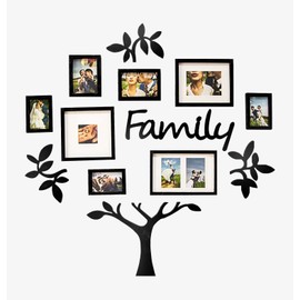 Jerry & Maggie - Photo Frame | Plaque College Frame - Wall Decoration Combination - Black PVC Picture Frame Selfie Gallery Collage With Hanging Template & Wall Mounting Design | Family Tree