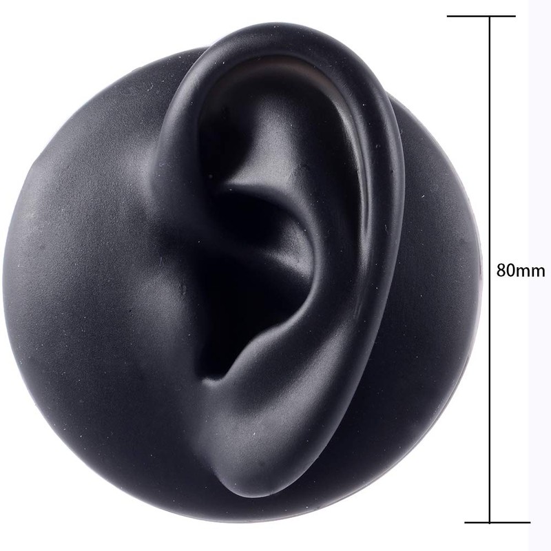Black Soft Silicone Human Ear Mouth Eye Tongue Navel Model
