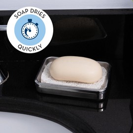 S&T INC. Soap Holder for Kitchen and Bathroom, Hand Soap and Bar Soap Lift, 2.9 Inches x 4.4 Inches, White, 6 Pack