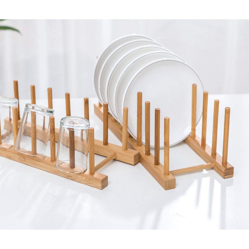 Lawei Set of 6 Bamboo Dish Rack - 3/6/8 Slots