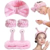 SZJYKF 4PCS Face Wash Headband and Wristband Set, Simple Fuzzy