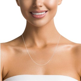 Sterling Silver Fine Curb Chain Necklace 1mm Wide 18 Inch Long Gift Boxed