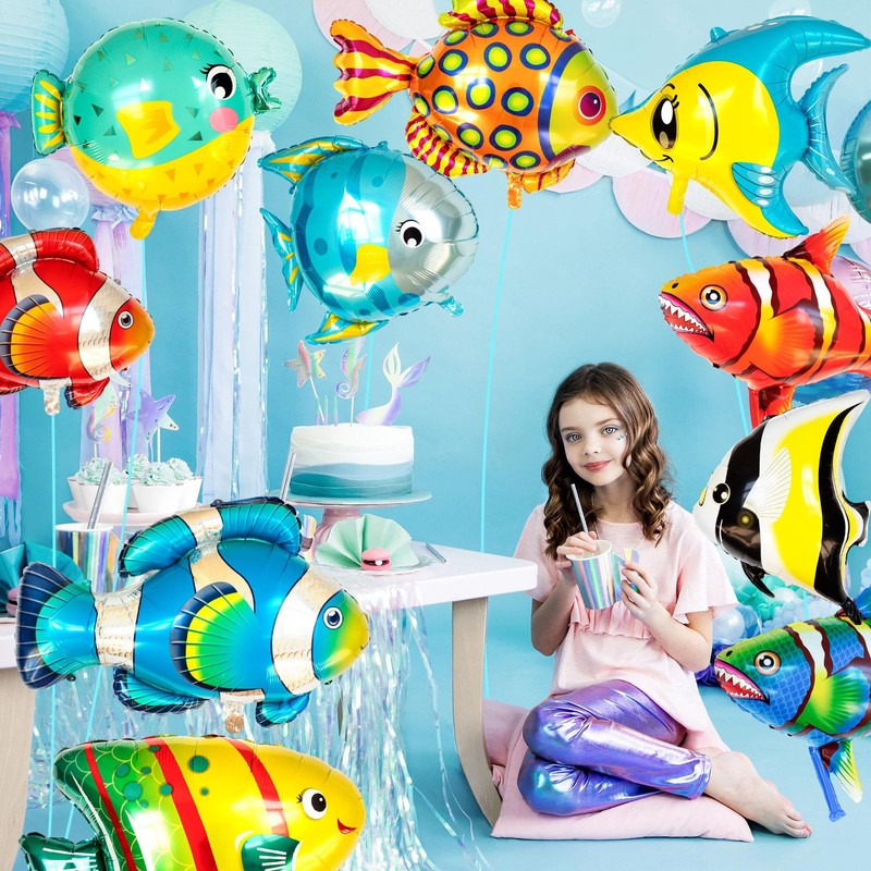Fish Balloons Decoration, 10PCS Large Sea Animal Balloons for Kids