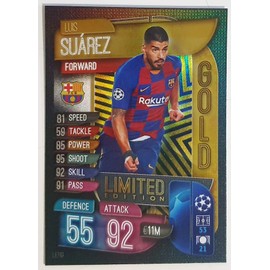 MATCH ATTAX 19/20 LUIS SUAREZ GOLD LIMITED EDITION TRADING CARD - LE11G