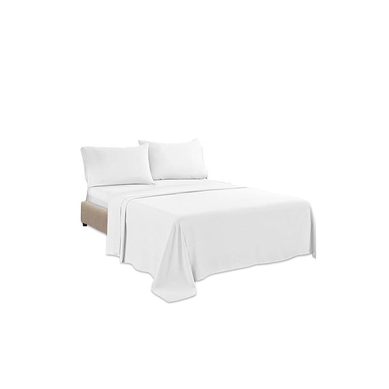 Brit Cotton - White Single Size Ultra-Soft Brushed Microfiber Flat