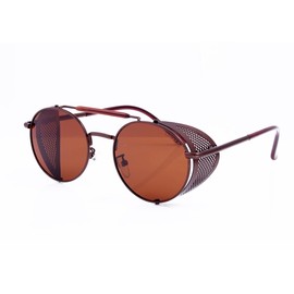 Enrique Cavaldi® Steampunk Shades Men`s Polarised Sunglasses Mesh Sides Brown Lenses Anti-Glare