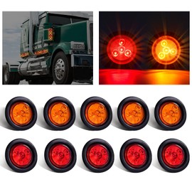 Wodvyss 10Pack(5 Amber + 5 Red) 2" 4LED Round Trailer Side Marker Light Grommet Flush Mount, [DOT Approved] Sealed 2 inch Clearance Lights with Reflex Lens for Truck RV Camper, IP67 Waterproof, 12V