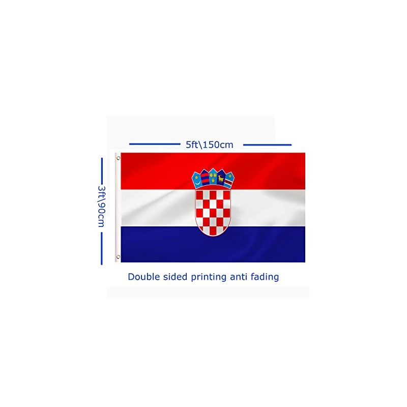 Large Croatia Flag, 3X5Ft Croatia Flags Banner Decor,English Indoor Outdoor