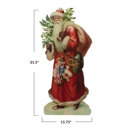 Creative Co-Op 15-3/4"L x 31-1/2"W MDF Vintage Reproduction Santa Claus on Easel, Multi Color (Hangs or Sits) Figures and Figurines