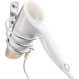 No Drilling Hair Dryer Holder,Wall-Mounted Spiral Hair Dryer Shelf, Stainless Steel Hair Dryer Bracket,Self-Adhesive Hair Dryer Storage Rack for Bathroom Bedroom (Silver)