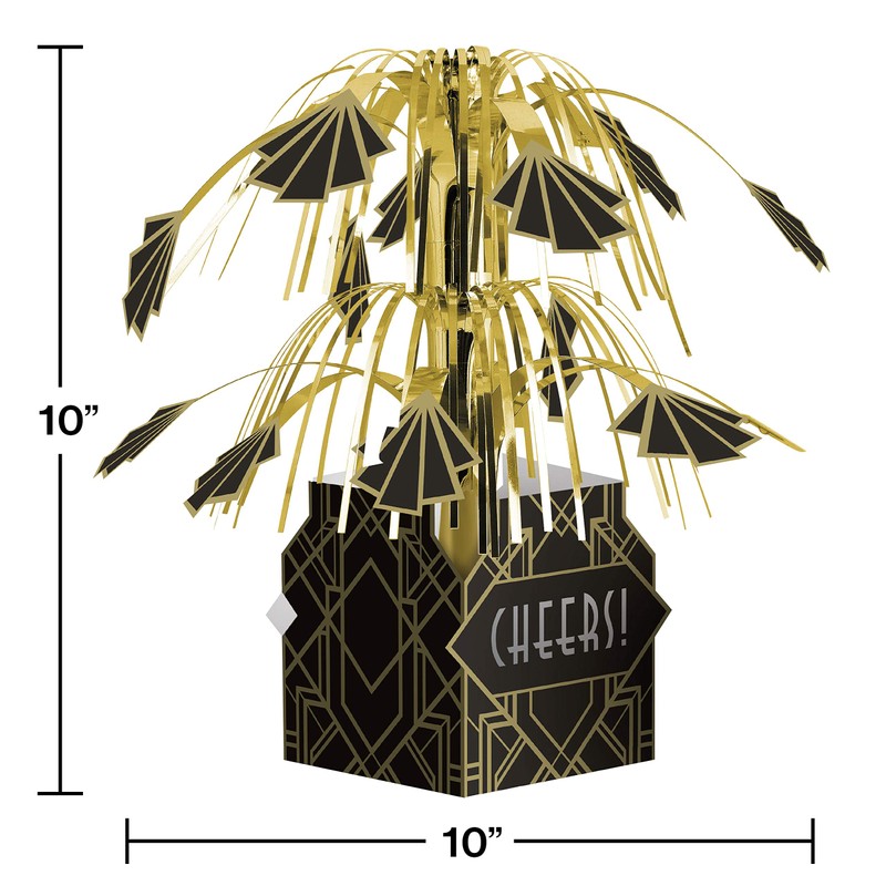 Creative Converting Centerpiece, 9" x 10", Black and Gold